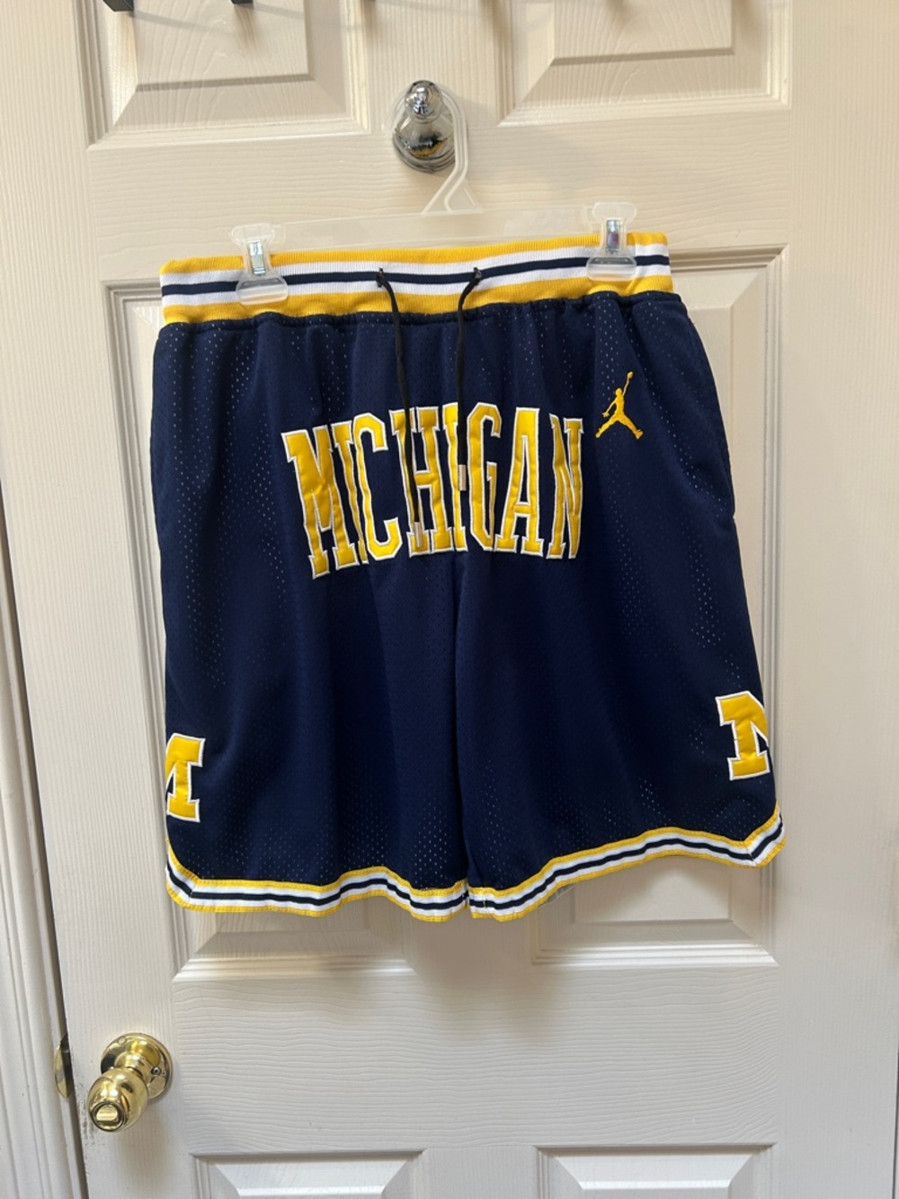 Jordan Navy Blue and Yellow Michigan Wolverines Basketball Shorts. Just Don